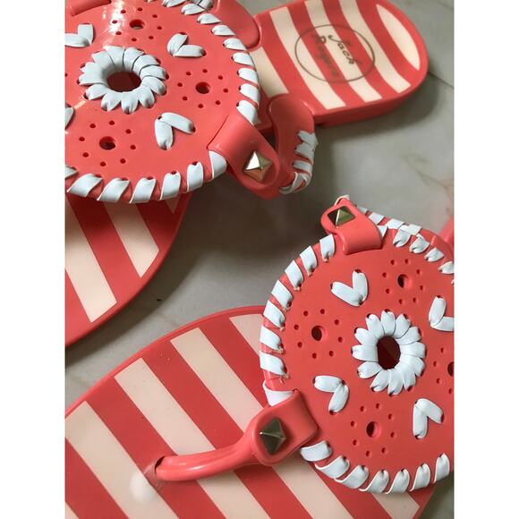 JACK ROGERS coral orange white classic jelly slip on slide sandals - Picture 3 of 4